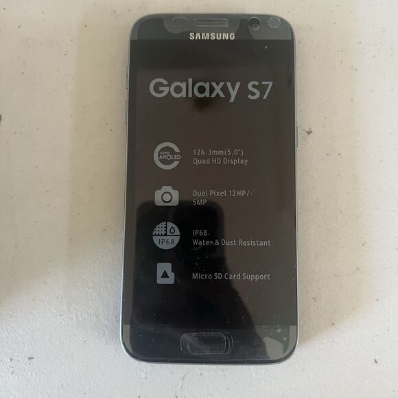 Samsung Galaxy S7 Cell Phone SM-G930 Black - NEW BUT Battery Issue READ! CIB - Picture 1 of 12